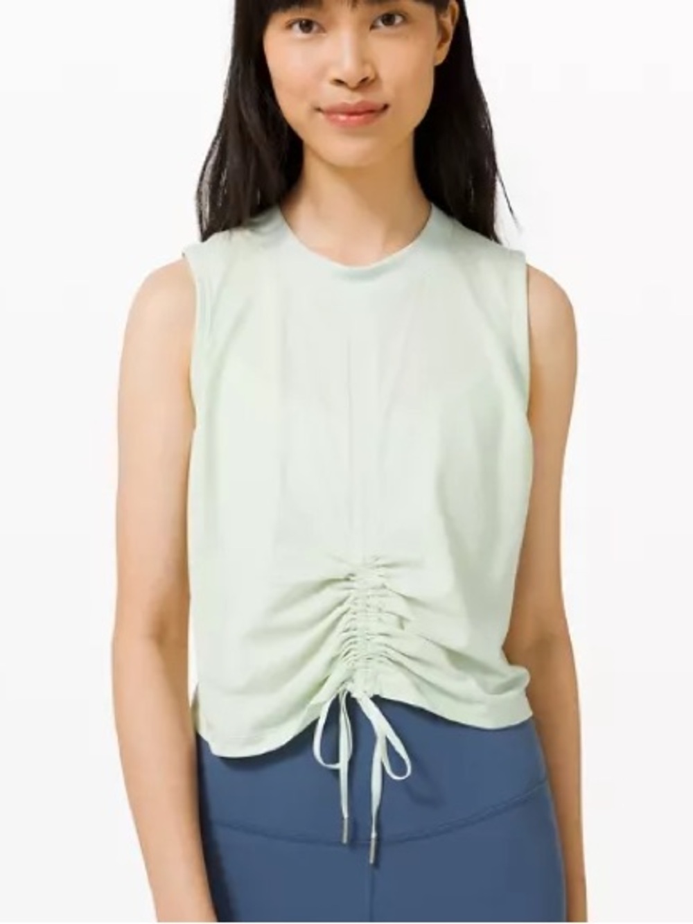 Lululemon Sz 6 Cinch Me Up Front Tank Top Cropped Light Springtime Pale Green